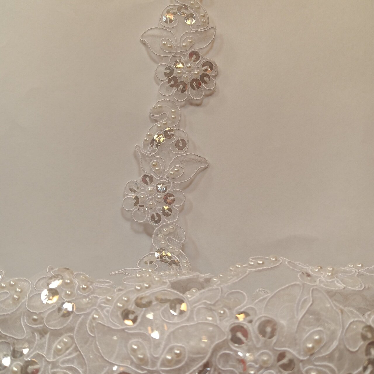 1 Yard Luxury Beaded and Corded Lace Trimming Embroidered on Fine Polyester Organza for Dresses 2 Inch Width